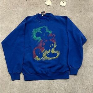 Disney Blue Crewneck Sweater with Mickey Graphic